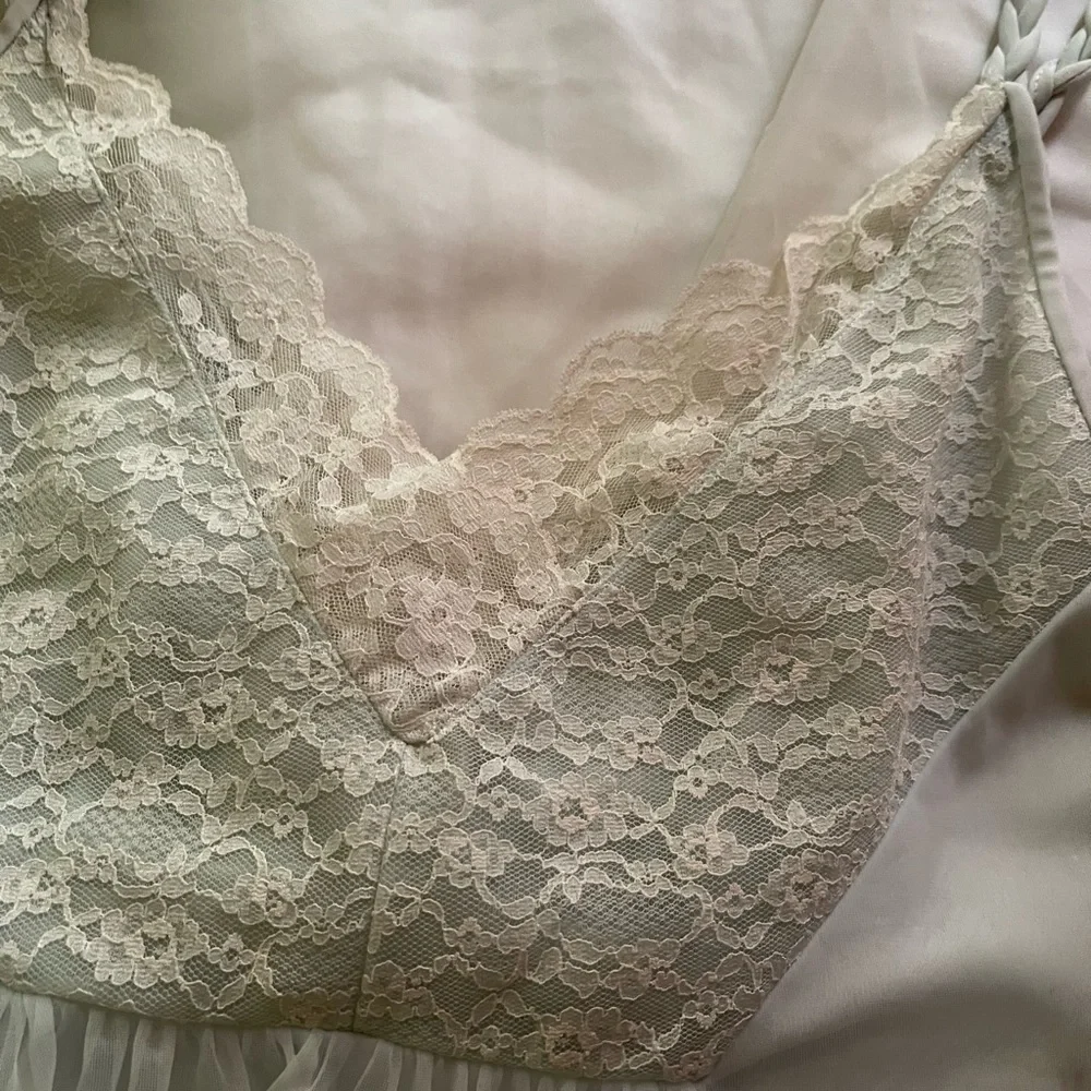vintage lace puff sleeve embellished slip dress and coverup - Picture 4 of 10